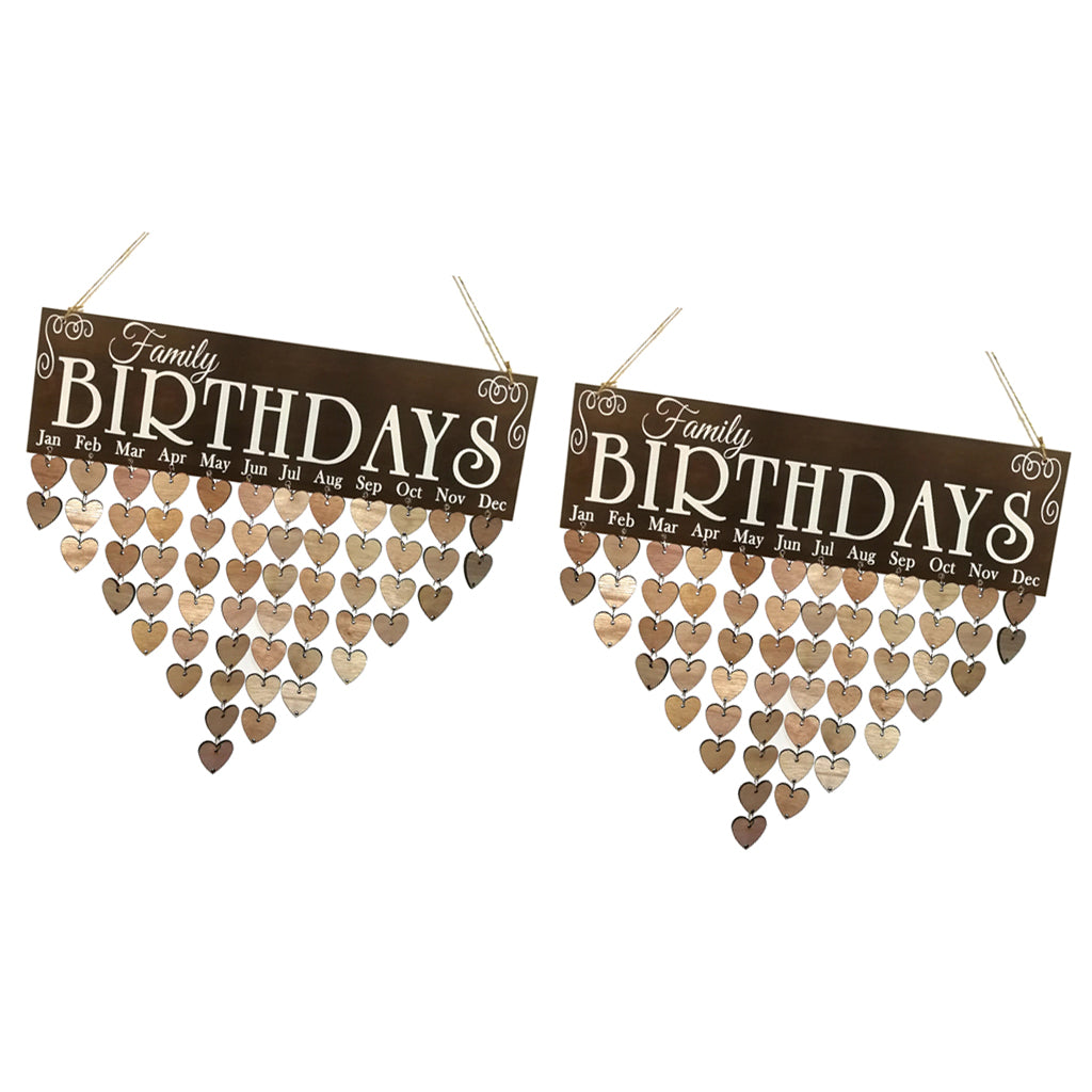2 Pieces Family Birthdays Reminder Calendar Wooden Board Hanging Plaque Sign