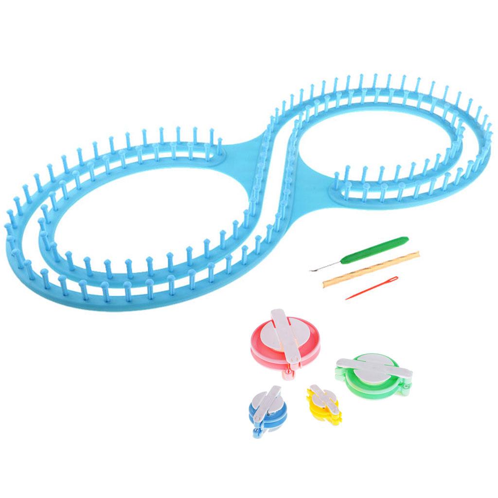 1 Set 8 Shape Knitting Loom Kit with 4 Sizes Pompom Maker for Weaving Crafts