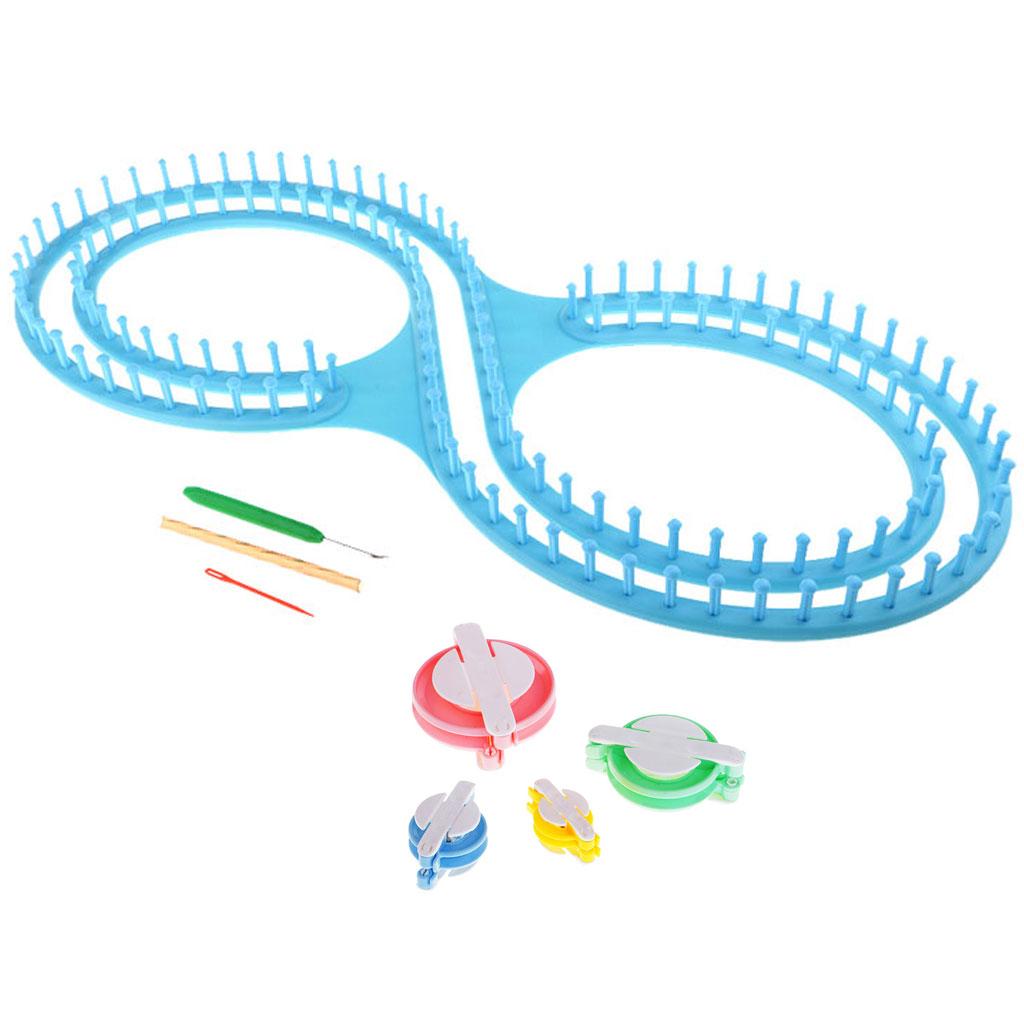 1 Set 8 Shape Knitting Loom Kit with 4 Sizes Pompom Maker for Weaving Crafts