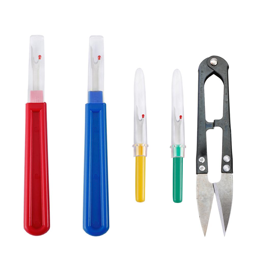4pcs Seam Ripper with 1pc Yarn Scissors Cross Stitch Tool for Thread Cutting