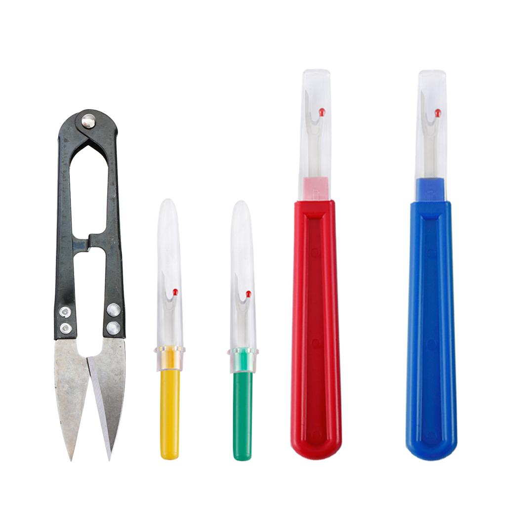 4pcs Seam Ripper with 1pc Yarn Scissors Cross Stitch Tool for Thread Cutting