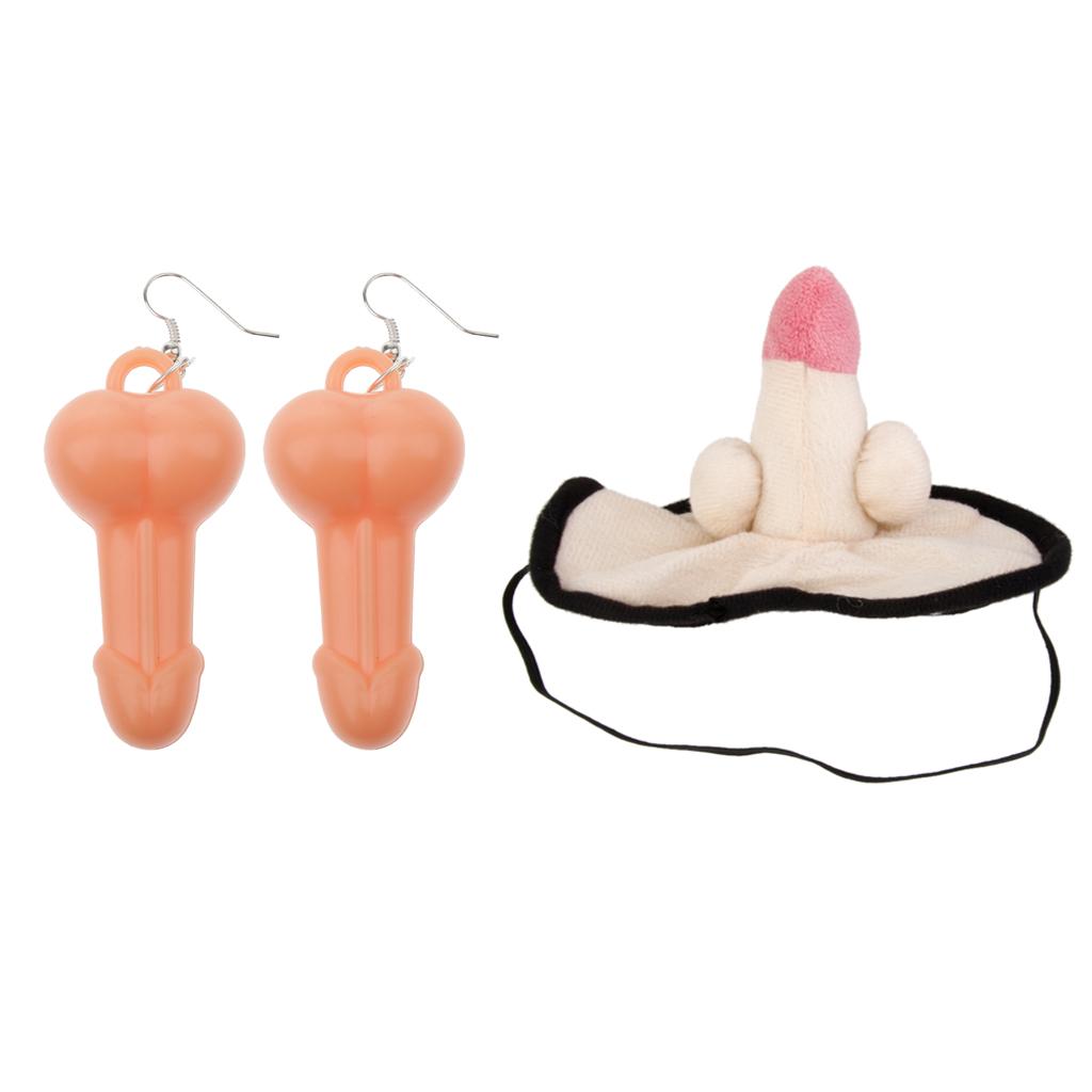 3 Pieces Funny Willy Eye Mask Dangle Earrings Set Hen Stag Party Supplier