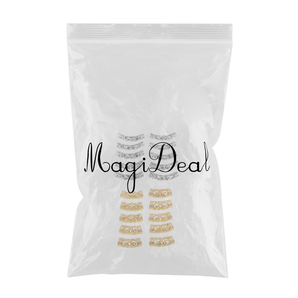 20Pcs Dreadlock Beads Twisted Braid Jewelry Tubes Beard Hair Pendants Cuffs