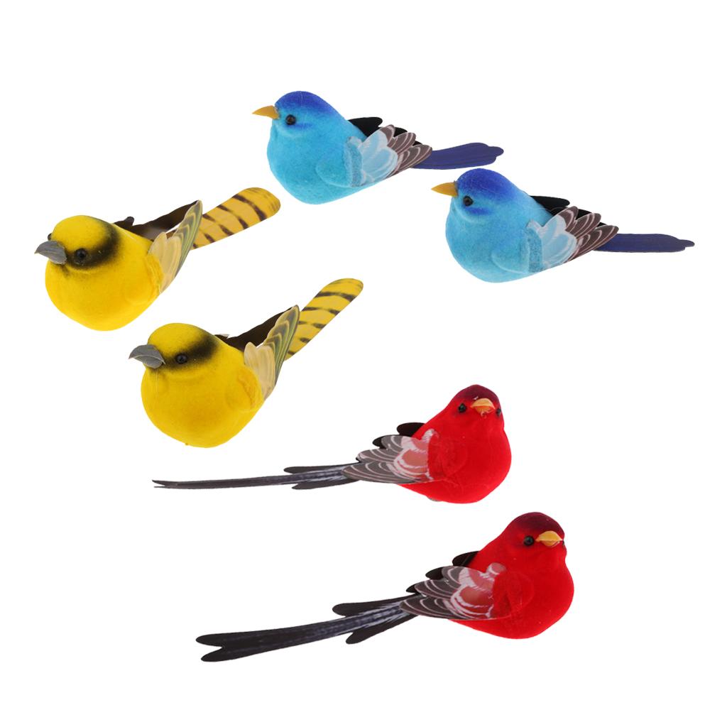 6pcs Artificial Realistic Decor Fake Bird Simulation Home Ornament Bird