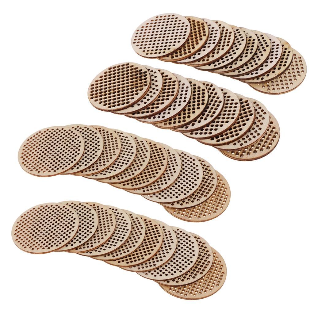 40Pcs Natural Multi-hole Round Wooden Pendant Cross Stitch Board DIY Jewelry
