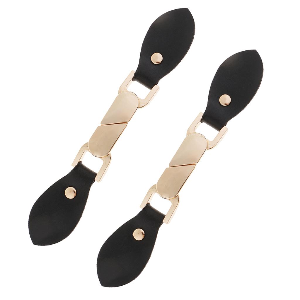 2 Pair Fashion Black PU Leather Alloy Snap Toggle Button for Coats Fastener