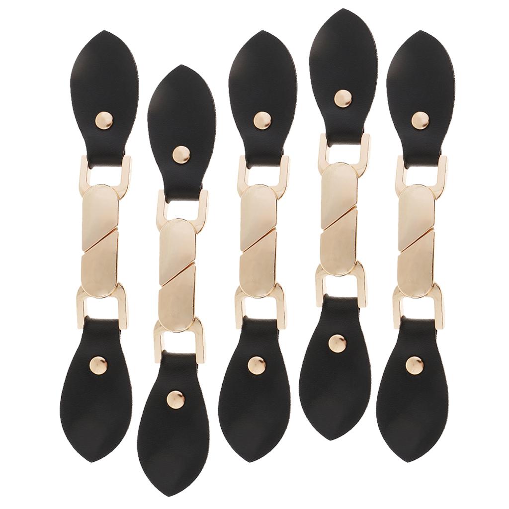 5 Pair Black PU Leather Alloy Snap Toggle Button for Bags Coat DIY Fastener