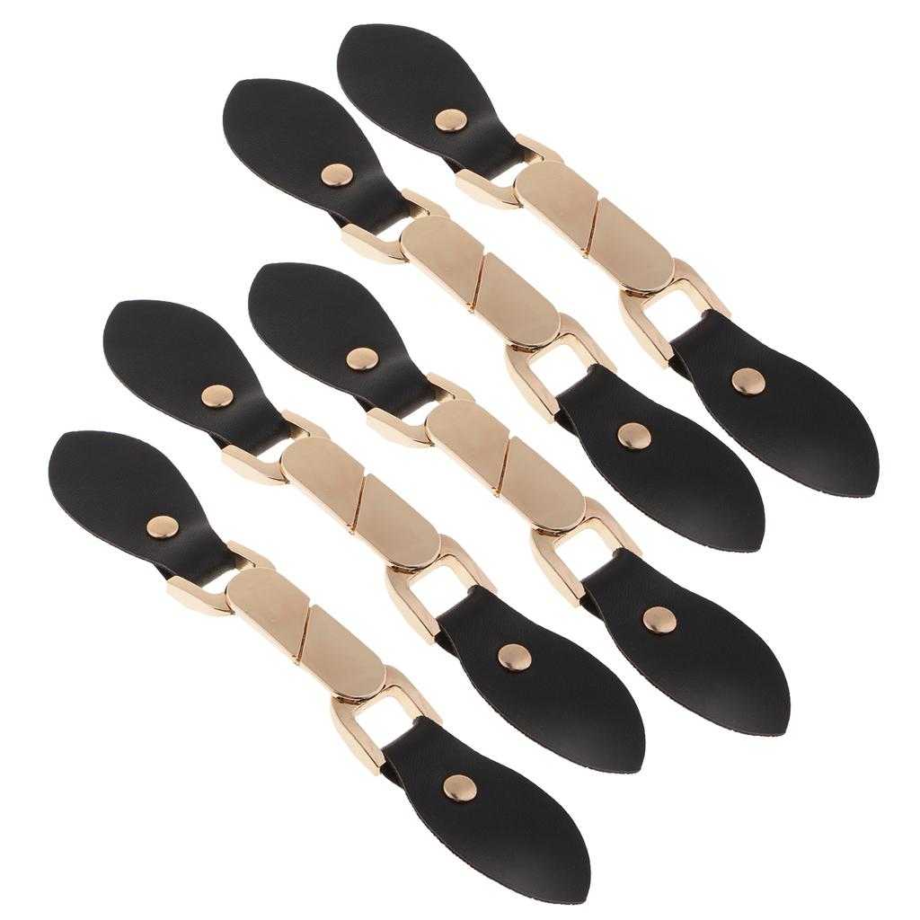 5 Pair Black PU Leather Alloy Snap Toggle Button for Bags Coat DIY Fastener