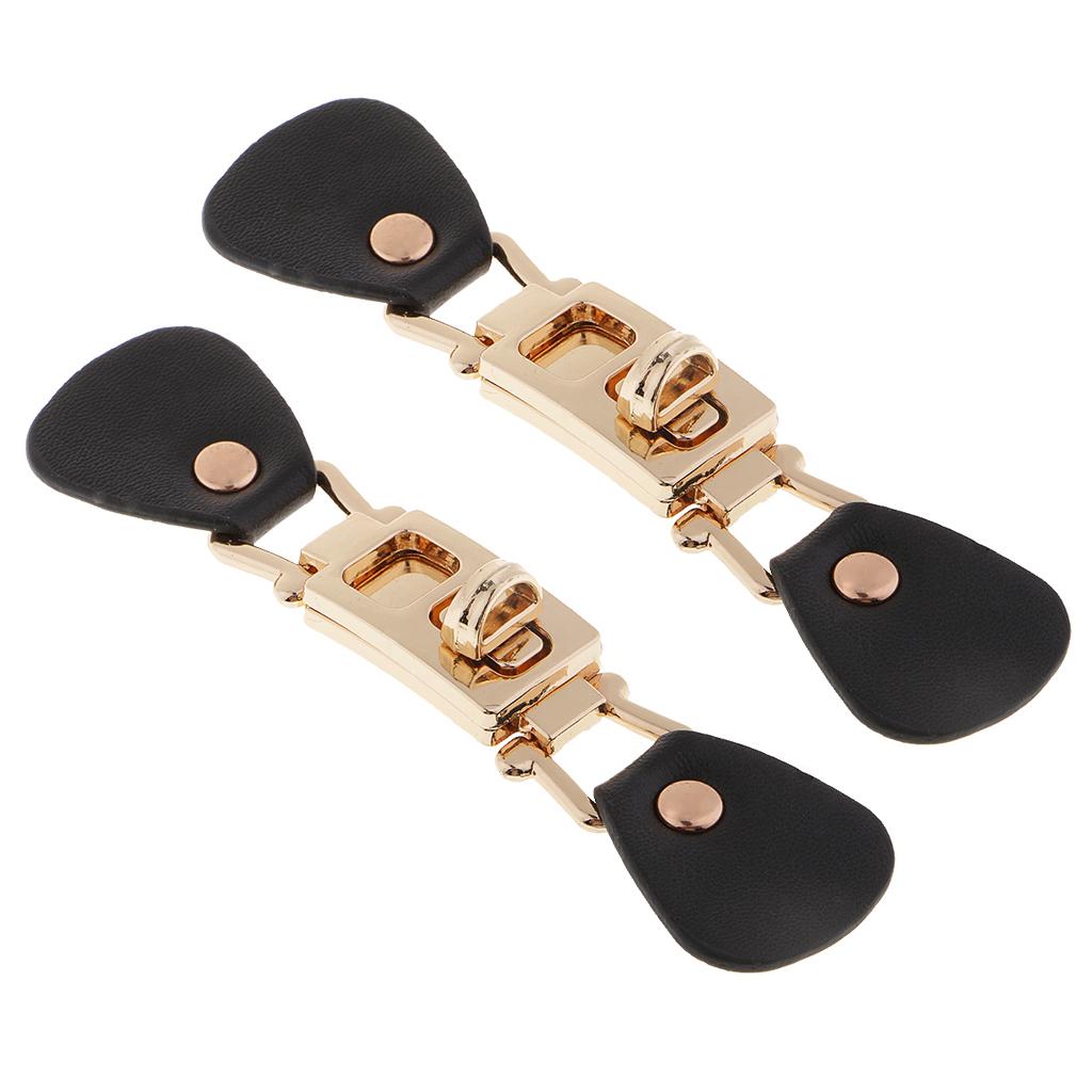 2 Pair Black PU Leather Alloy Snap Toggle Buckle for Bags Coat Duffle Button