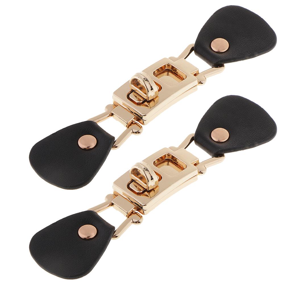 2 Pair Black PU Leather Alloy Snap Toggle Buckle for Bags Coat Duffle Button