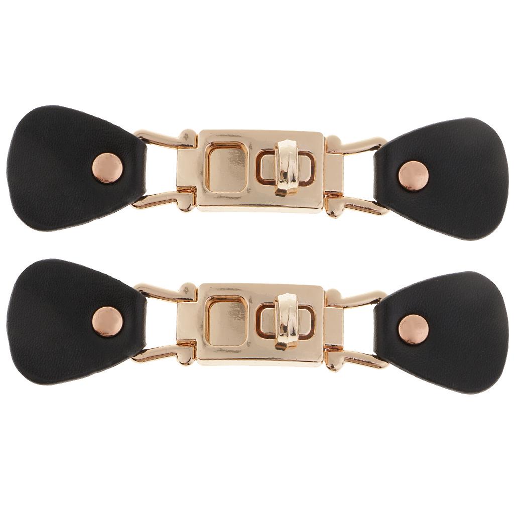 2 Pair Black PU Leather Alloy Snap Toggle Buckle for Bags Coat Duffle Button