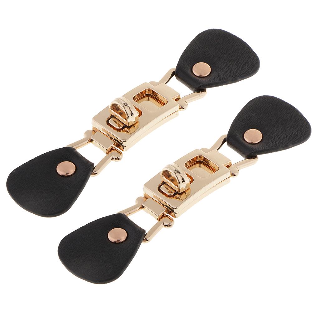 2 Pair Black PU Leather Alloy Snap Toggle Buckle for Bags Coat Duffle Button