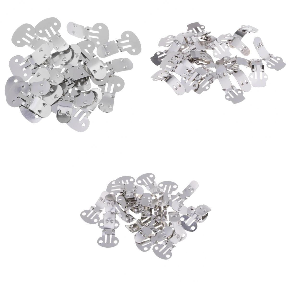 60pcs Mixed Size Stainless Steel Flat Blank Shoe Clips DIY Crafts Findings