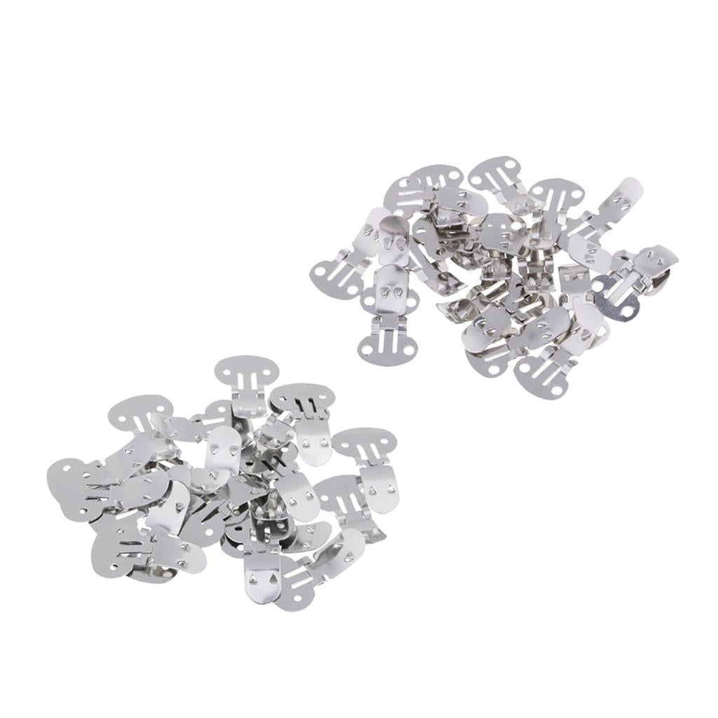 60pcs Mixed Size Stainless Steel Flat Blank Shoe Clips DIY Crafts Findings
