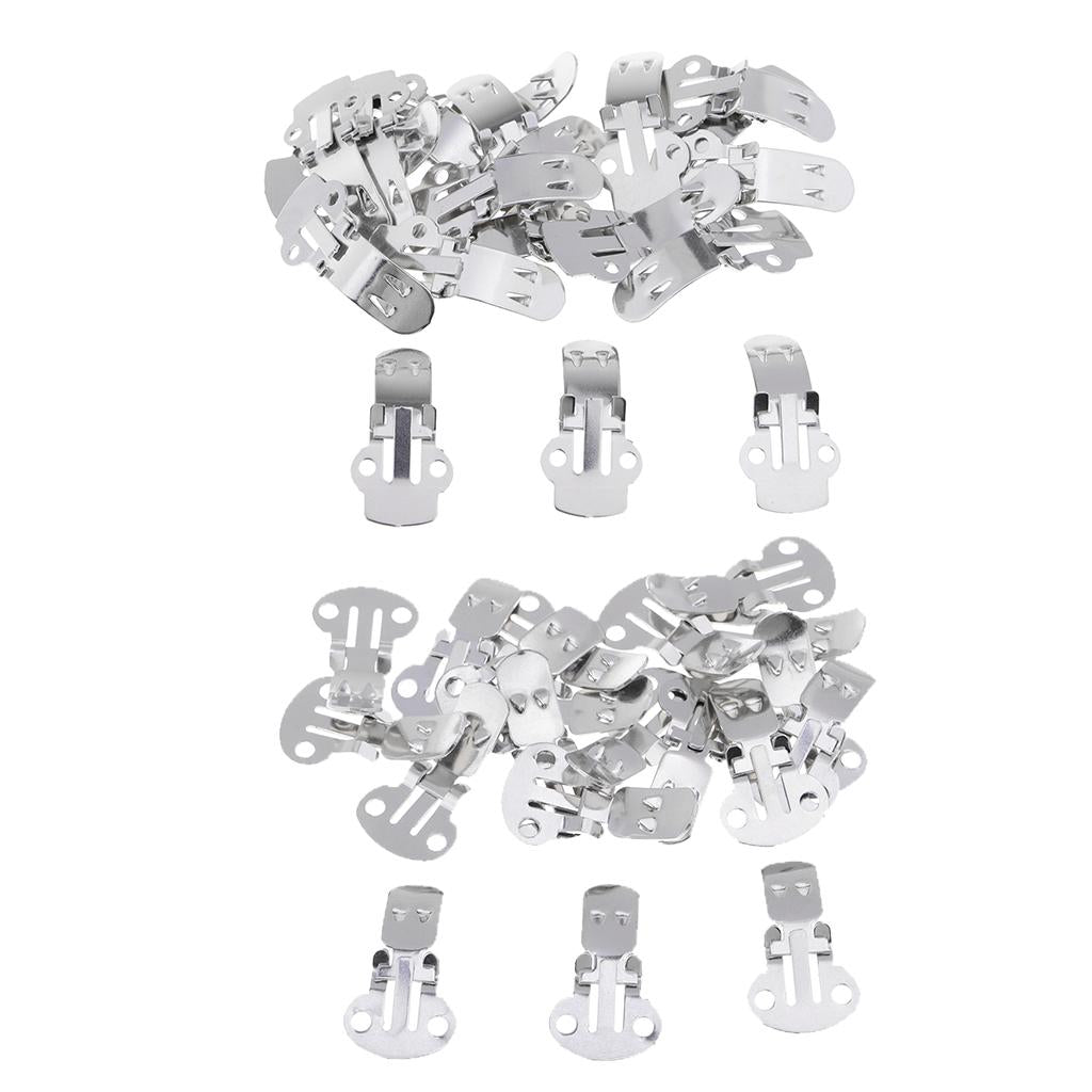 40pcs 2 Sizes Stainless Steel Flat Blank Shoe Clips for DIY Crafts Findings