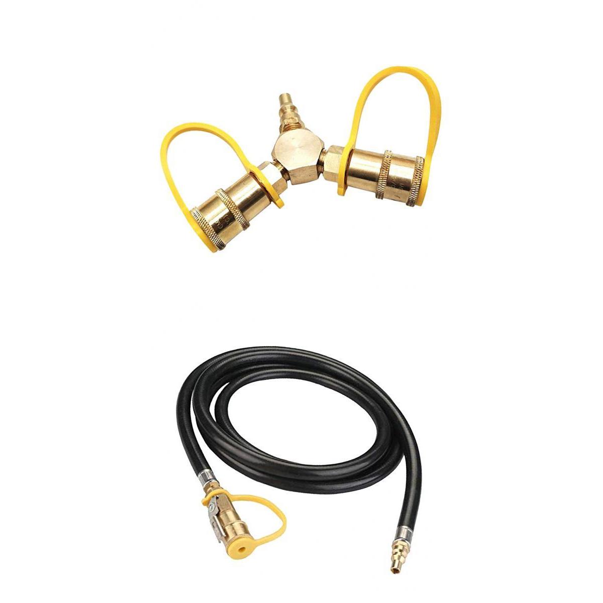 Brass 1/4 Propane Y Splitter Quick Connect Y Adapter Fitting Connector Hose"
