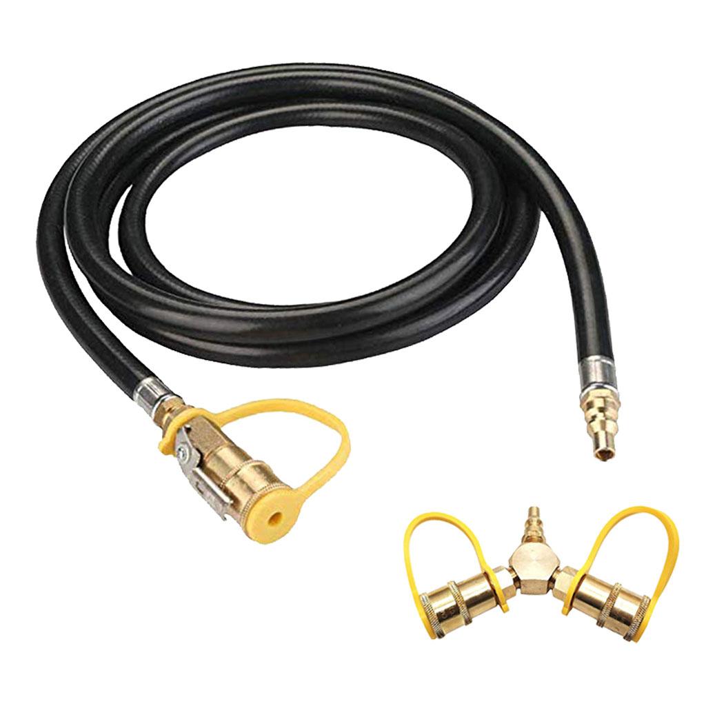 Brass 1/4 Propane Y Splitter Quick Connect Y Adapter Fitting Connector Hose"