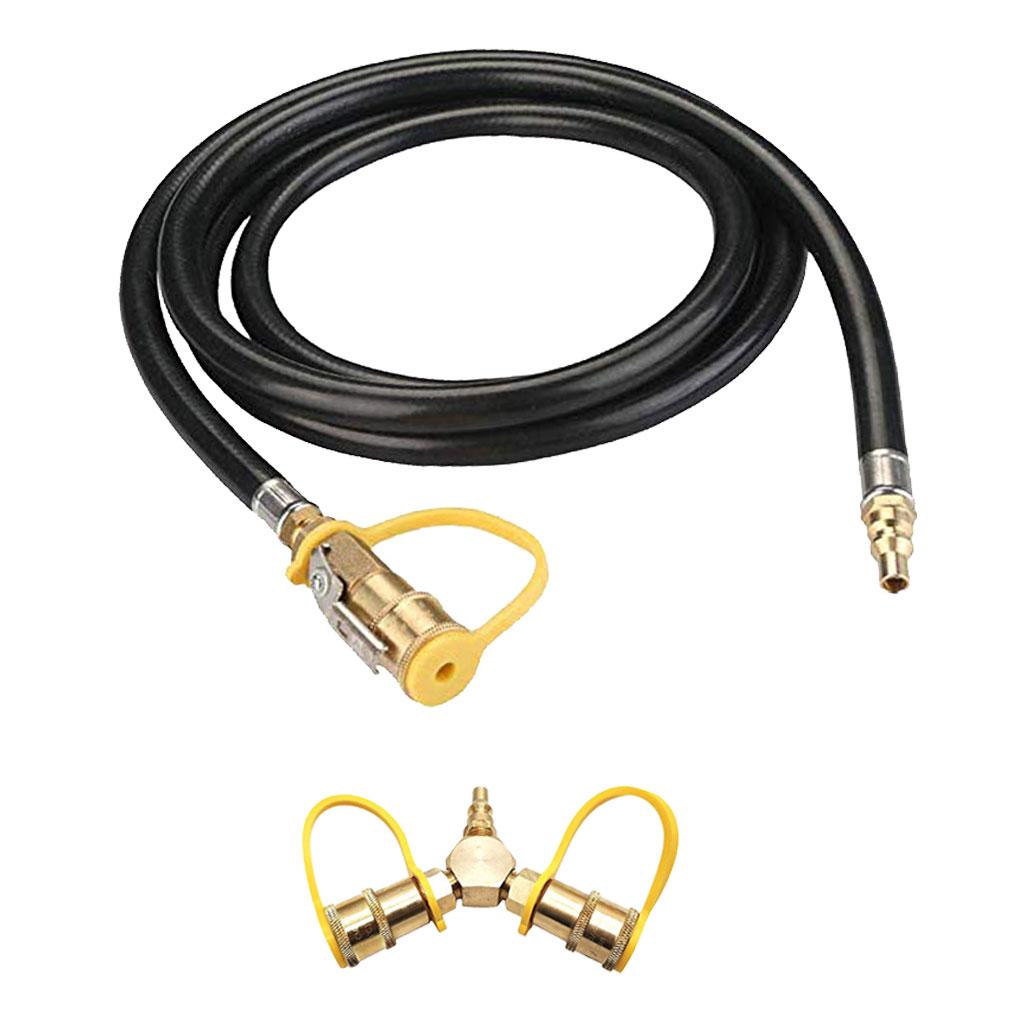 Brass 1/4 Propane Y Splitter Quick Connect Y Adapter Fitting Connector Hose"