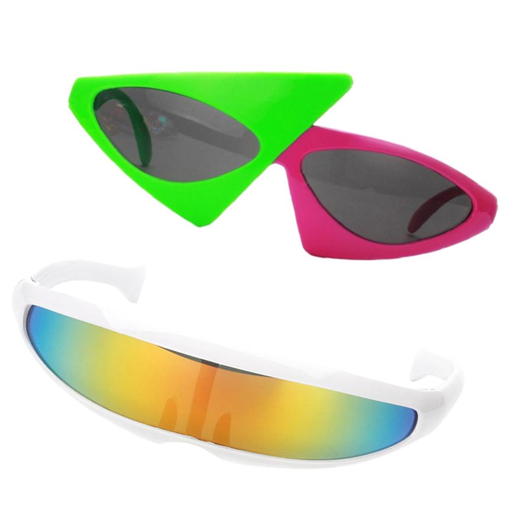 2 Pieces Sunglasses Party Glasses Photo Props Futuristic Narrow