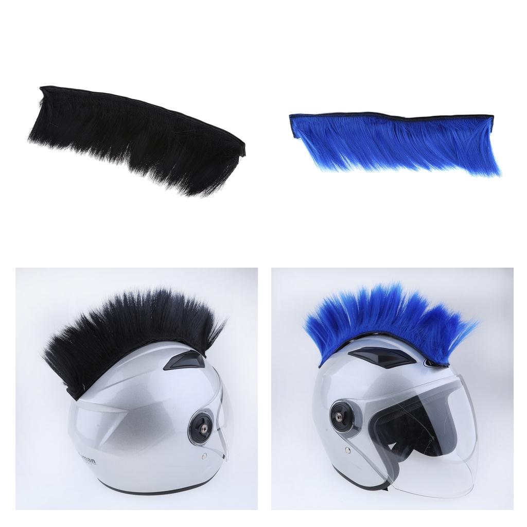 2pcs Motorcycle Skinhead Wig Punk Helmet Mohawk Wig Costumes Hairpiece