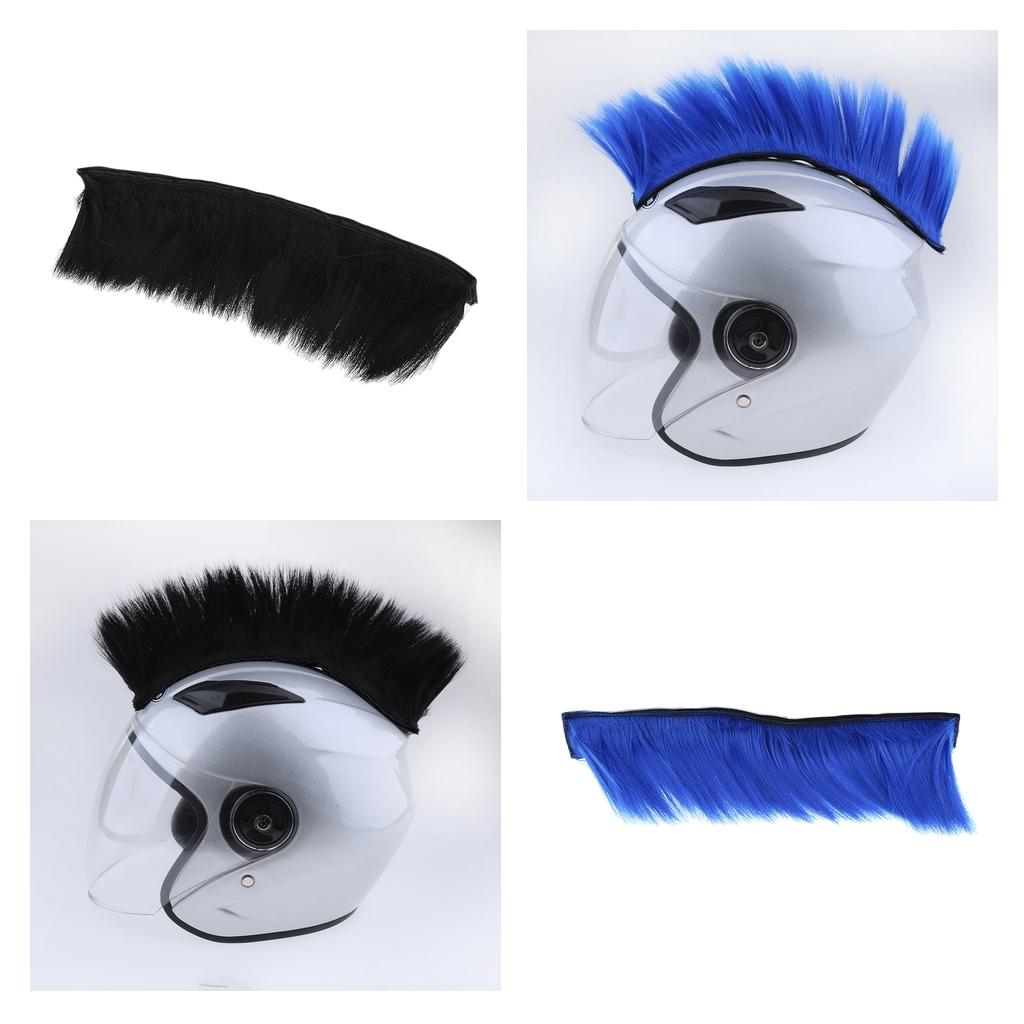 2pcs Motorcycle Skinhead Wig Punk Helmet Mohawk Wig Costumes Hairpiece