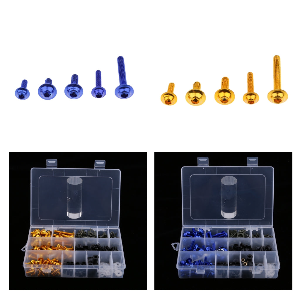 446pcs Motorcycle Windscreen Fairing Bolts Fastener Clips Screws Blue+Gold