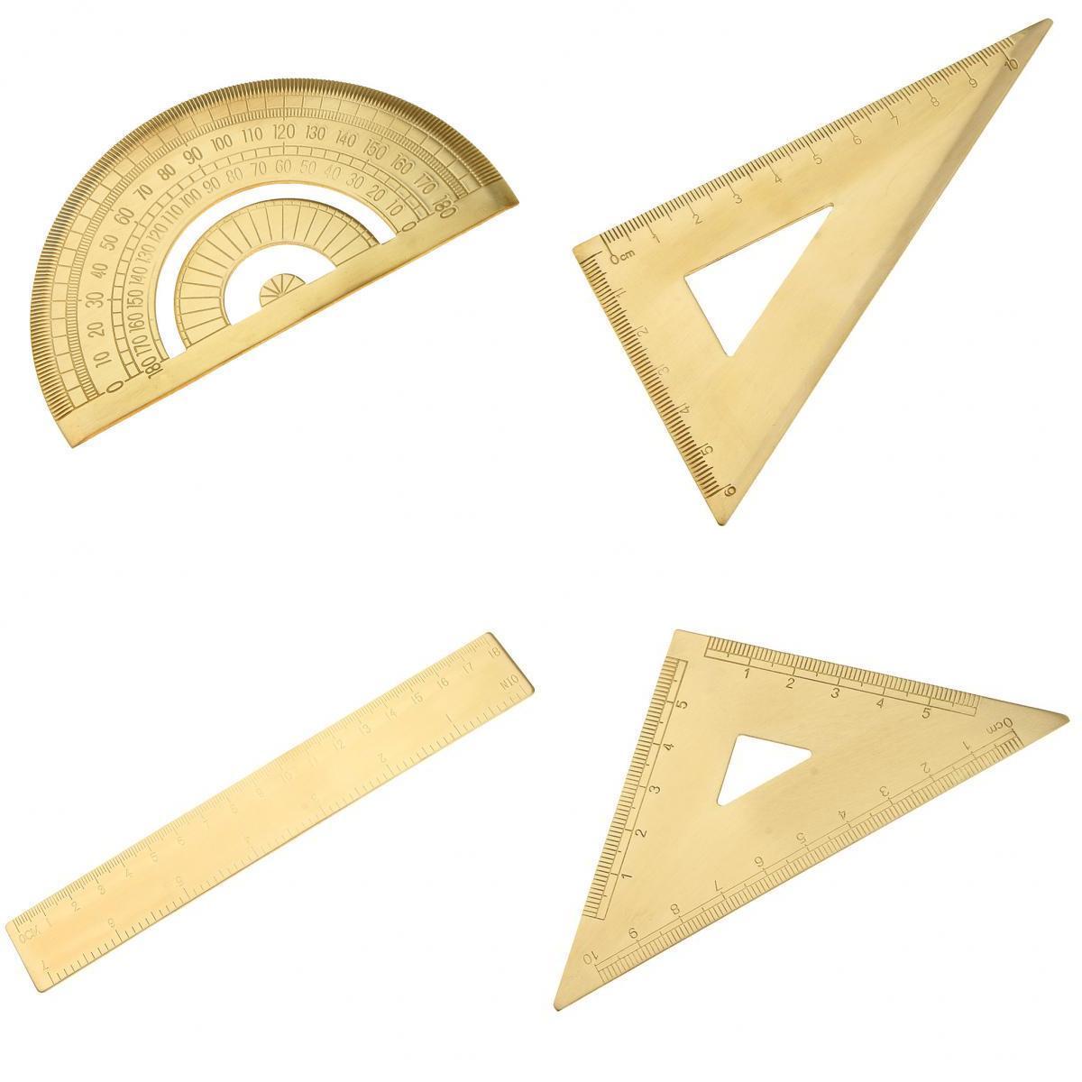 4 Pieces/Set Mini Brass Math Geometry Ruler Jewelry Measuring Tools