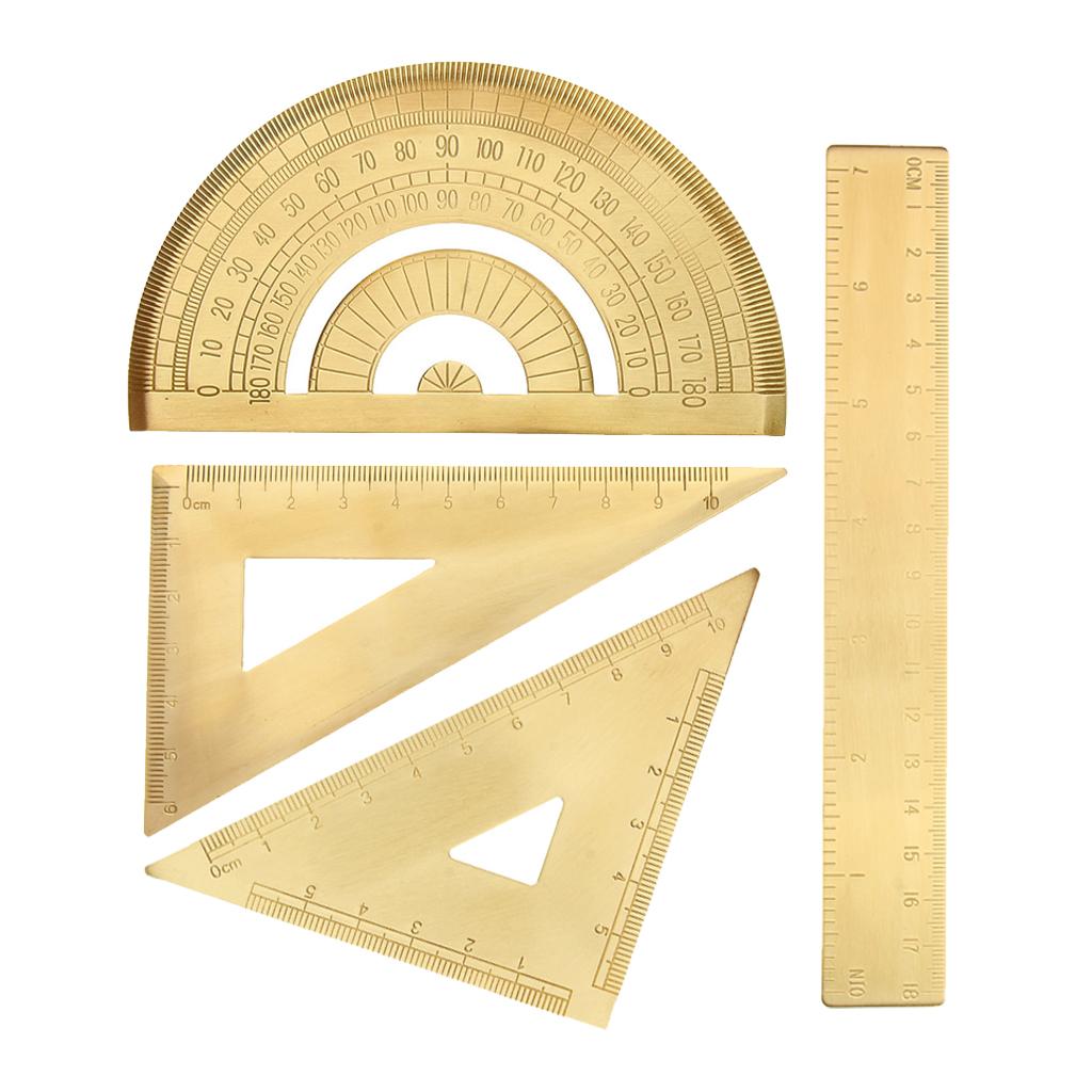 4 Pieces/Set Mini Brass Math Geometry Ruler Jewelry Measuring Tools