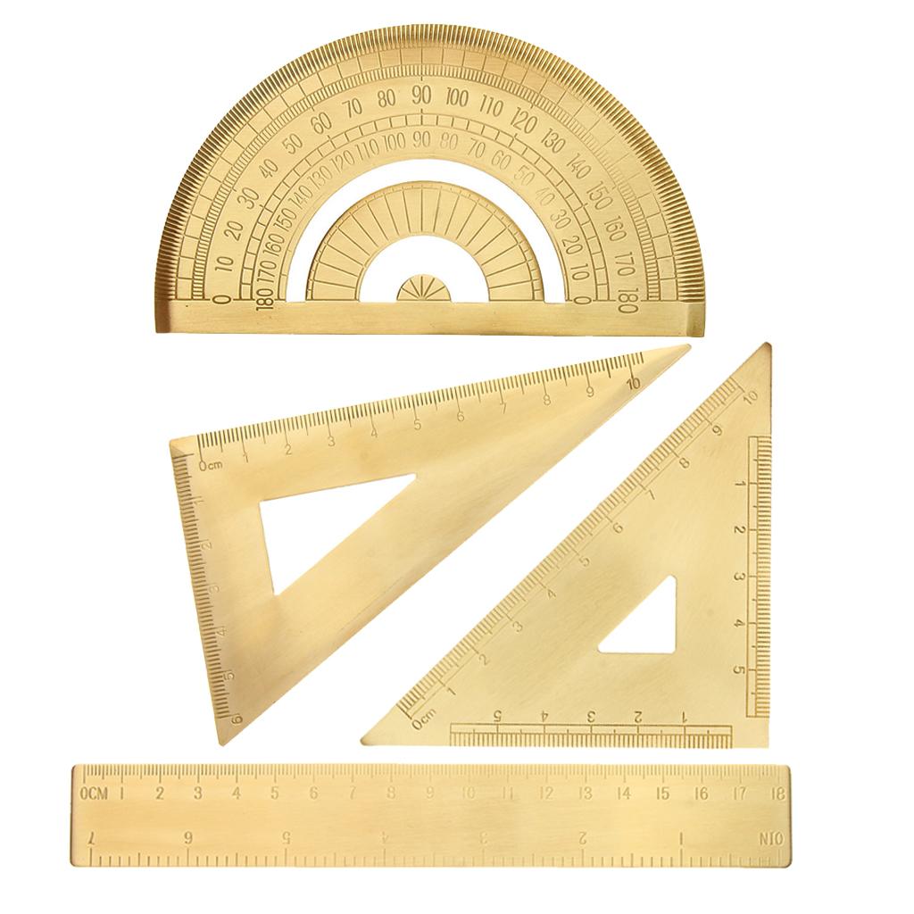 4 Pieces/Set Mini Brass Math Geometry Ruler Jewelry Measuring Tools