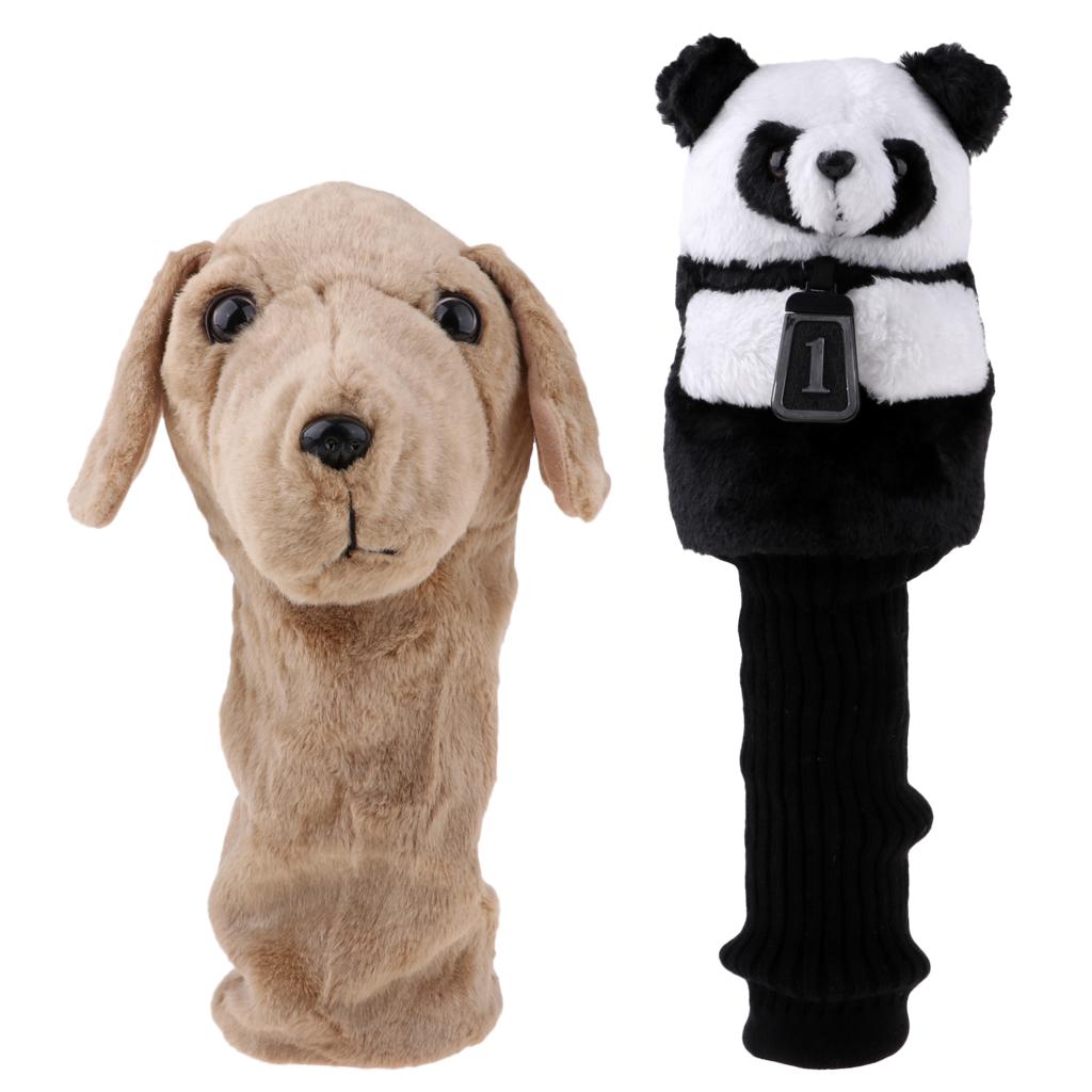 2 Pieces Animal Panda & Dog Golf Club Headcover for 460 cc/No.1 Wood Driver