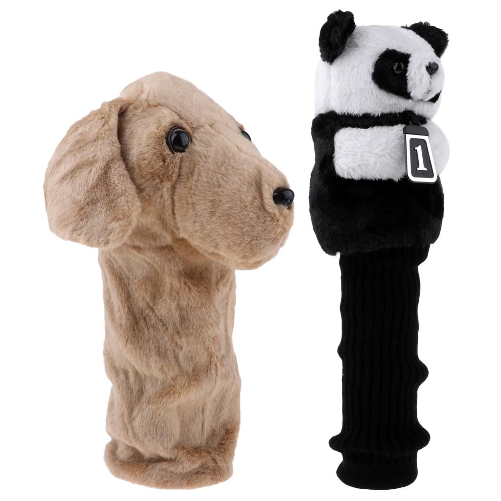 2 Pieces Animal Panda & Dog Golf Club Headcover for 460 cc/No.1 Wood Driver