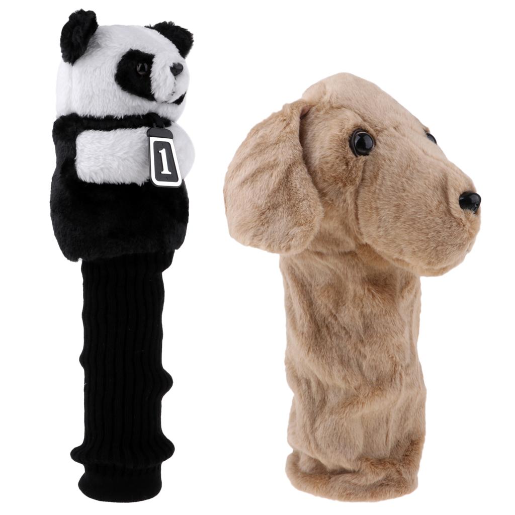2 Pieces Animal Panda & Dog Golf Club Headcover for 460 cc/No.1 Wood Driver