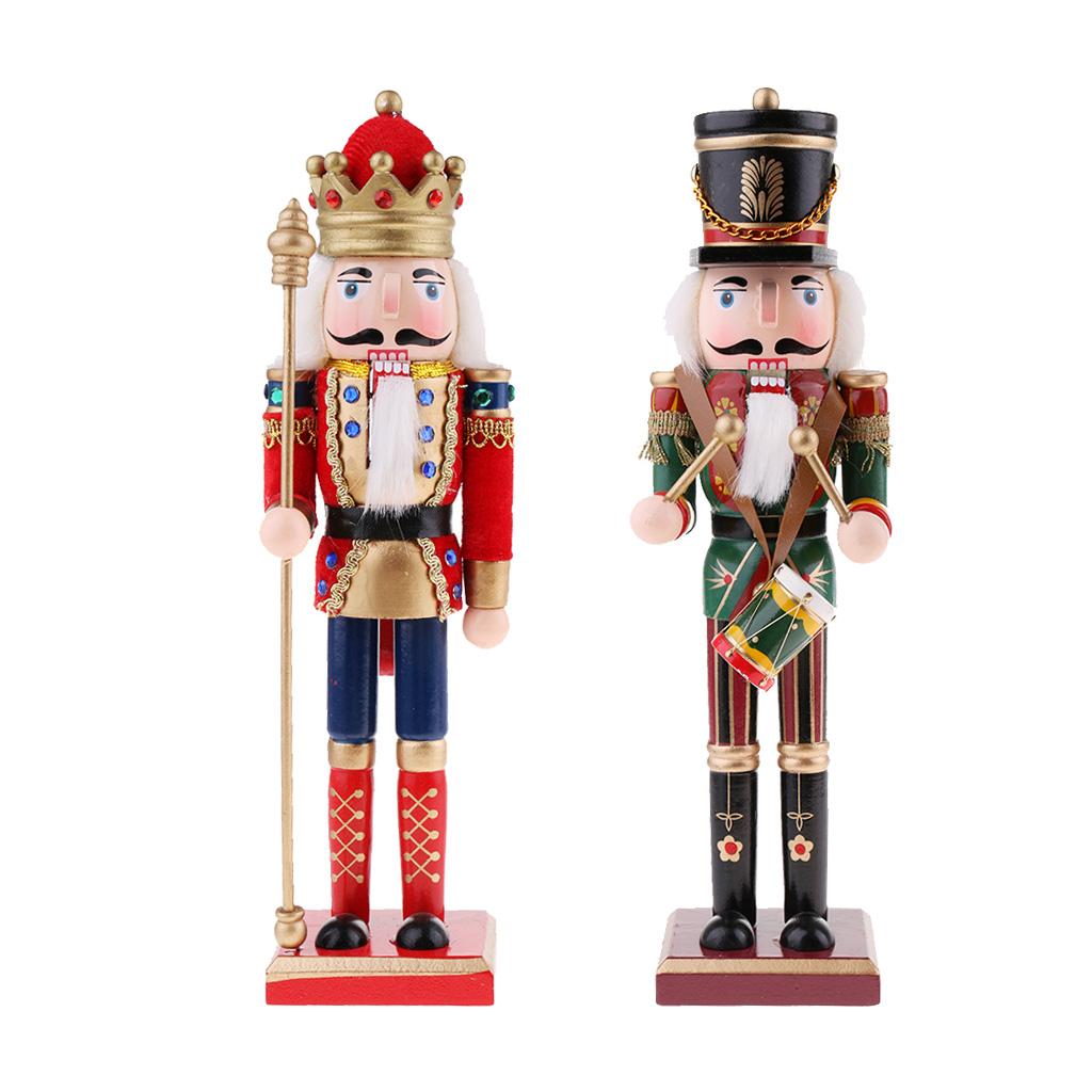 30cm Wooden Nutcracker KIing Solider Figurine Model Puppet Doll Home Decor
