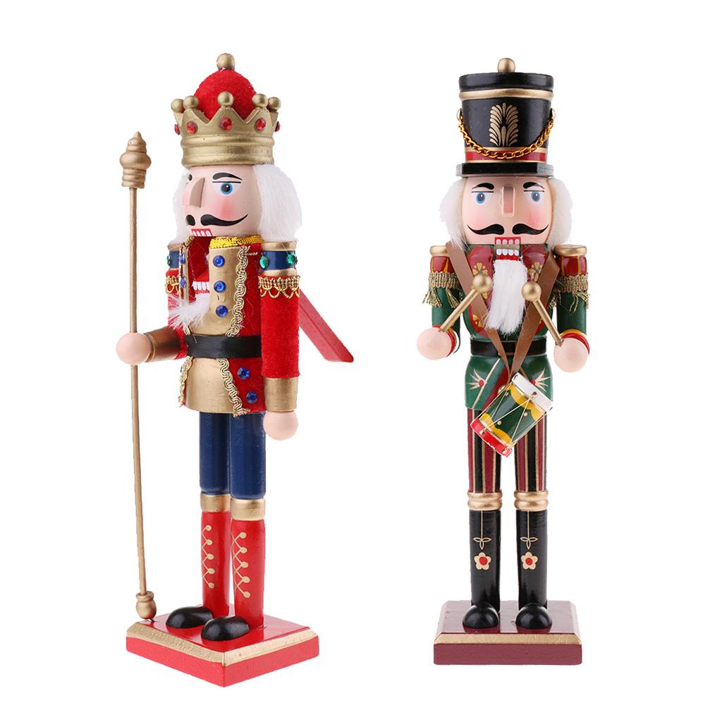 30cm Wooden Nutcracker KIing Solider Figurine Model Puppet Doll Home Decor