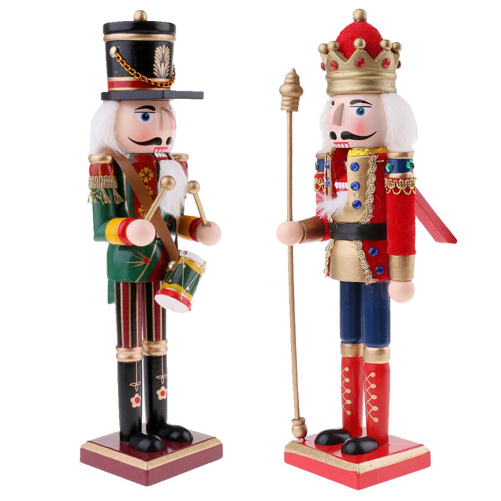 30cm Wooden Nutcracker KIing Solider Figurine Model Puppet Doll Home Decor