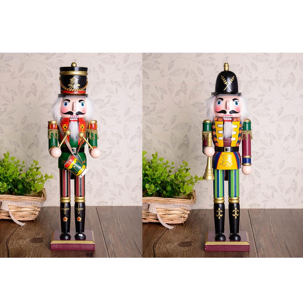 30cm Wooden Nutcracker Solider Figures Model Puppet Doll Toy Home Decor Gift