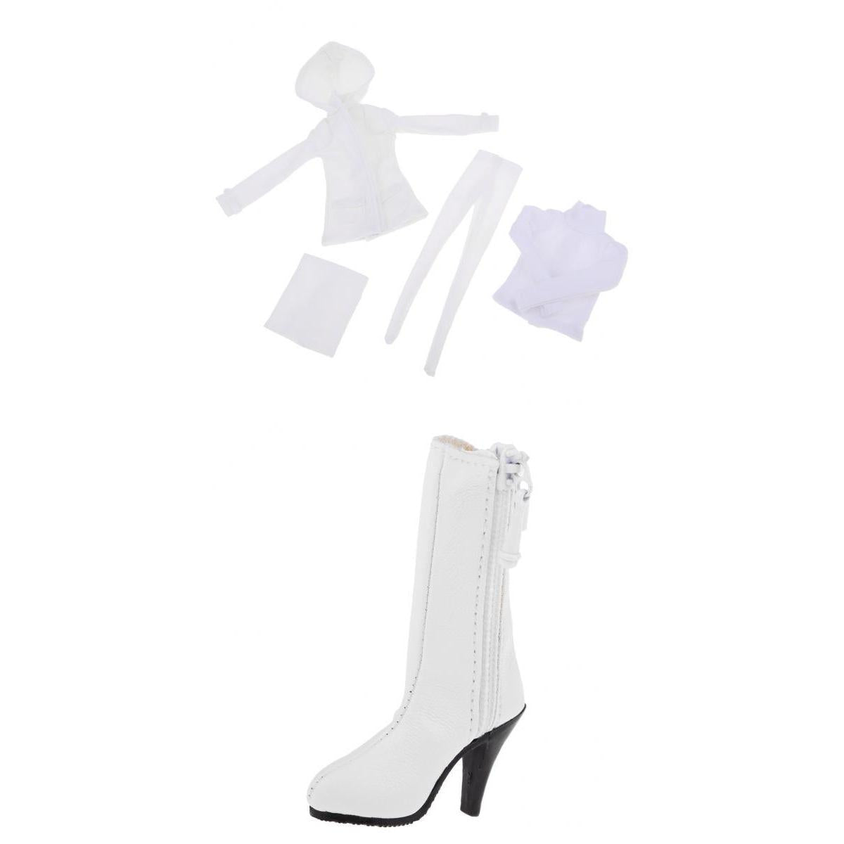 1/6 Female Hoodie Jacket Shirt Skirt&High-Heeled Boots for 12 Action Figure"