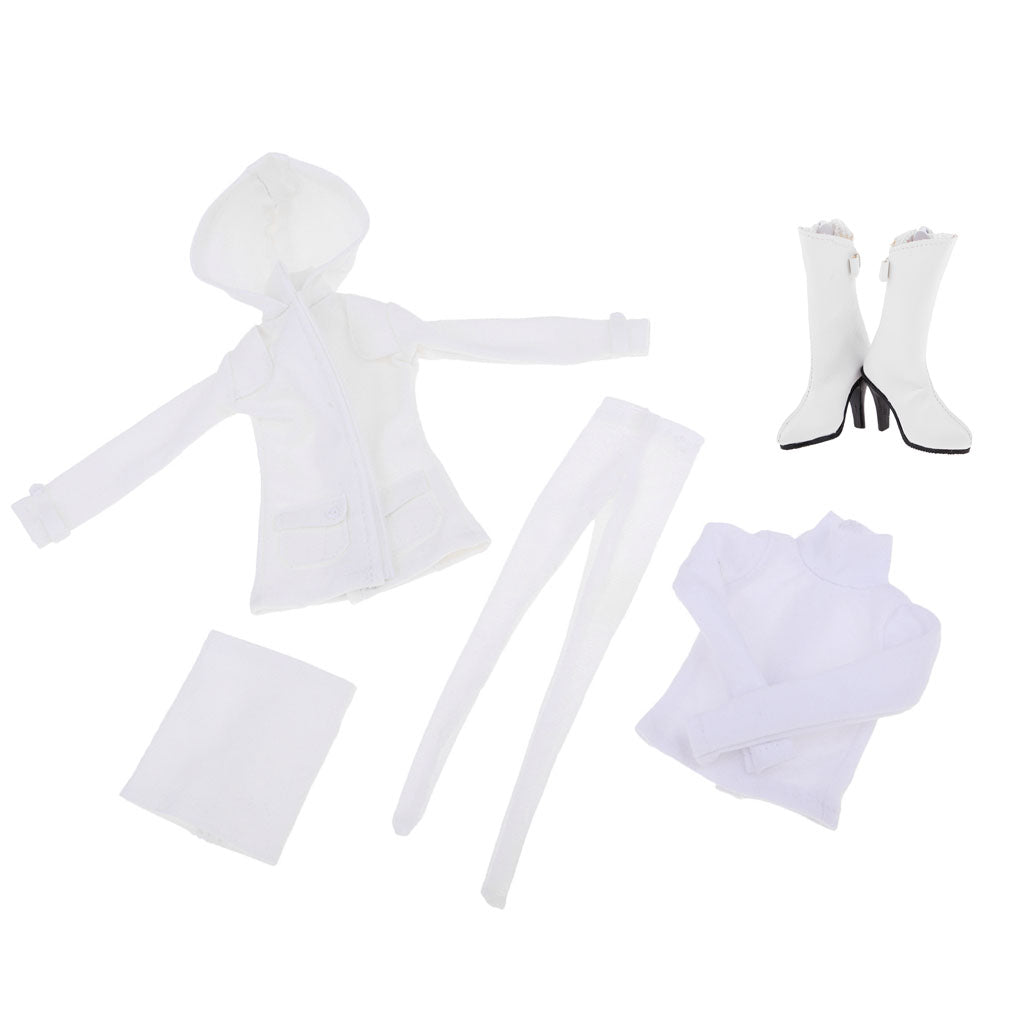 1/6 Female Hoodie Jacket Shirt Skirt&High-Heeled Boots for 12 Action Figure"