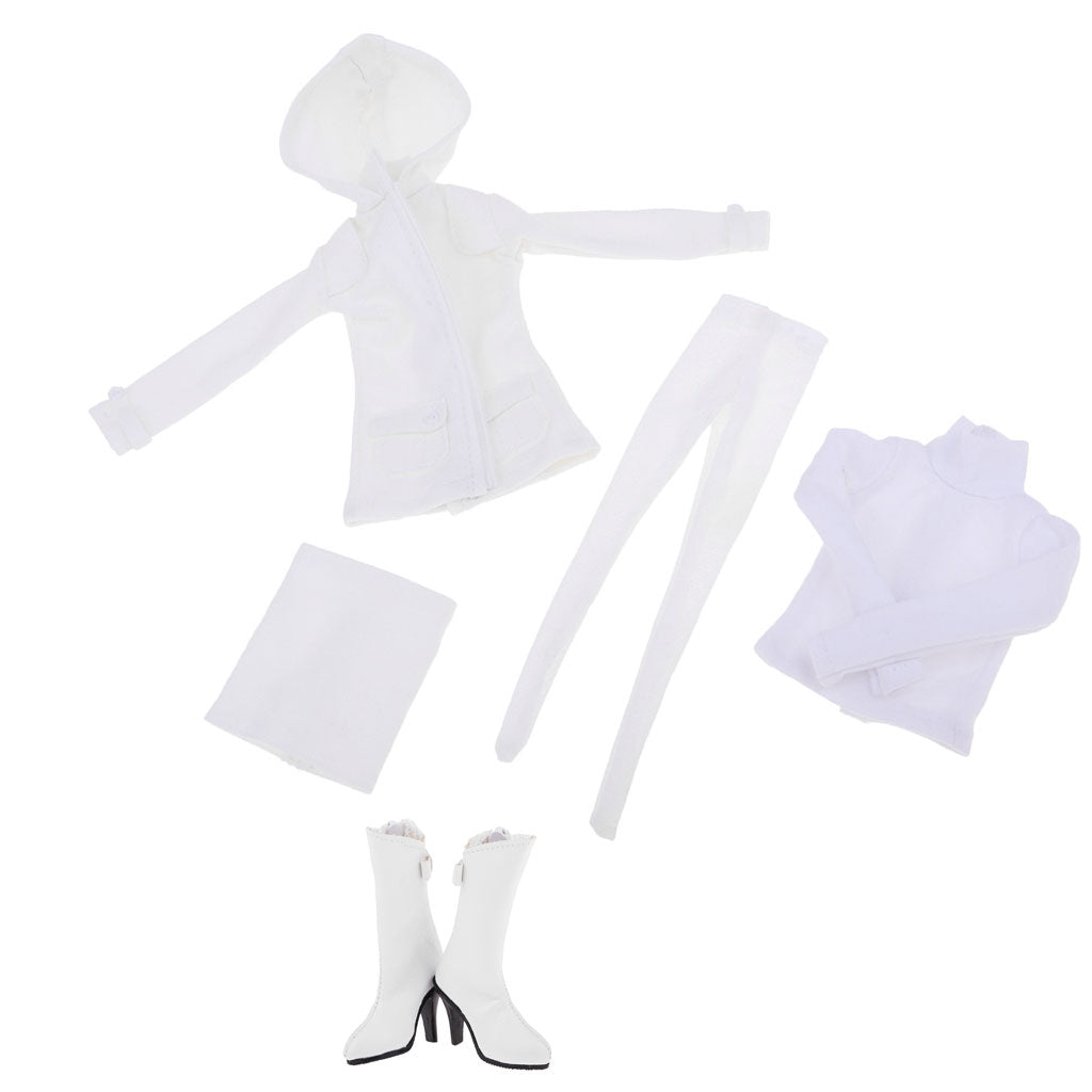 1/6 Female Hoodie Jacket Shirt Skirt&High-Heeled Boots for 12 Action Figure"