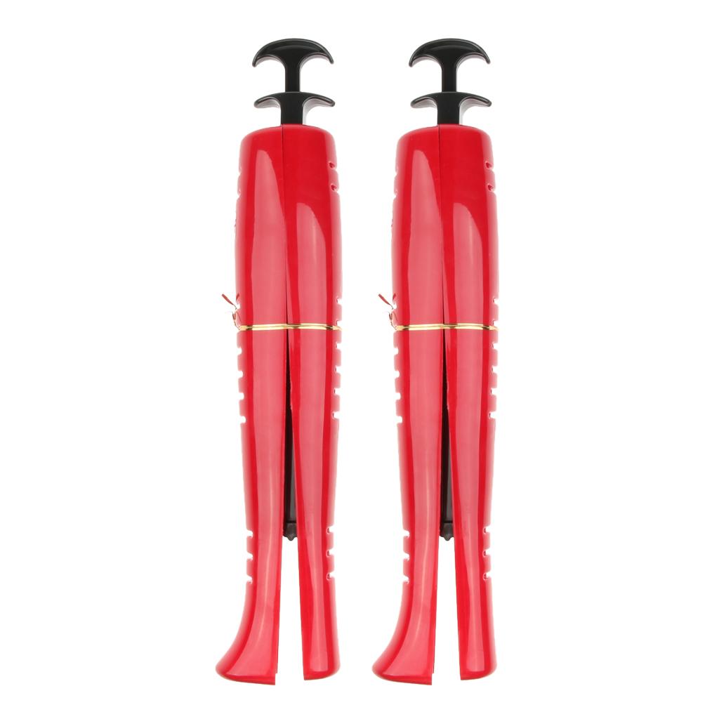 2pc Women Ladies Boot Shoe Stretcher Tree Shaper With Handle Automatic Red