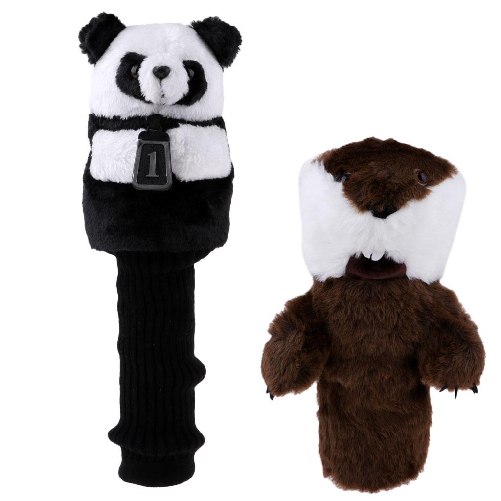 2 Pieces Animal Panda & Rat Golf Club Headcover for 460 cc/No.1 Wood Driver