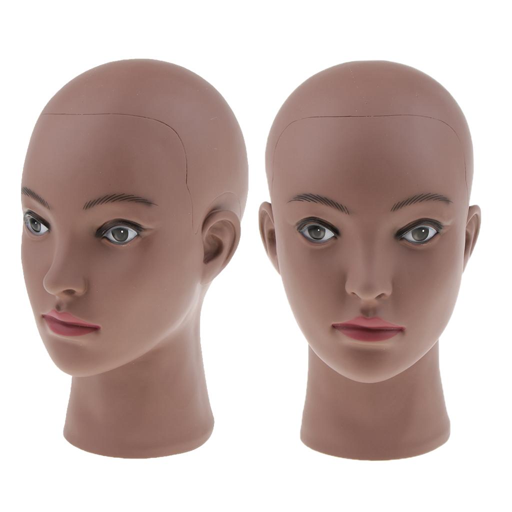 2pcs Mannequin Head Brown Female Pro Cosmetology Wig Glasses Display Model