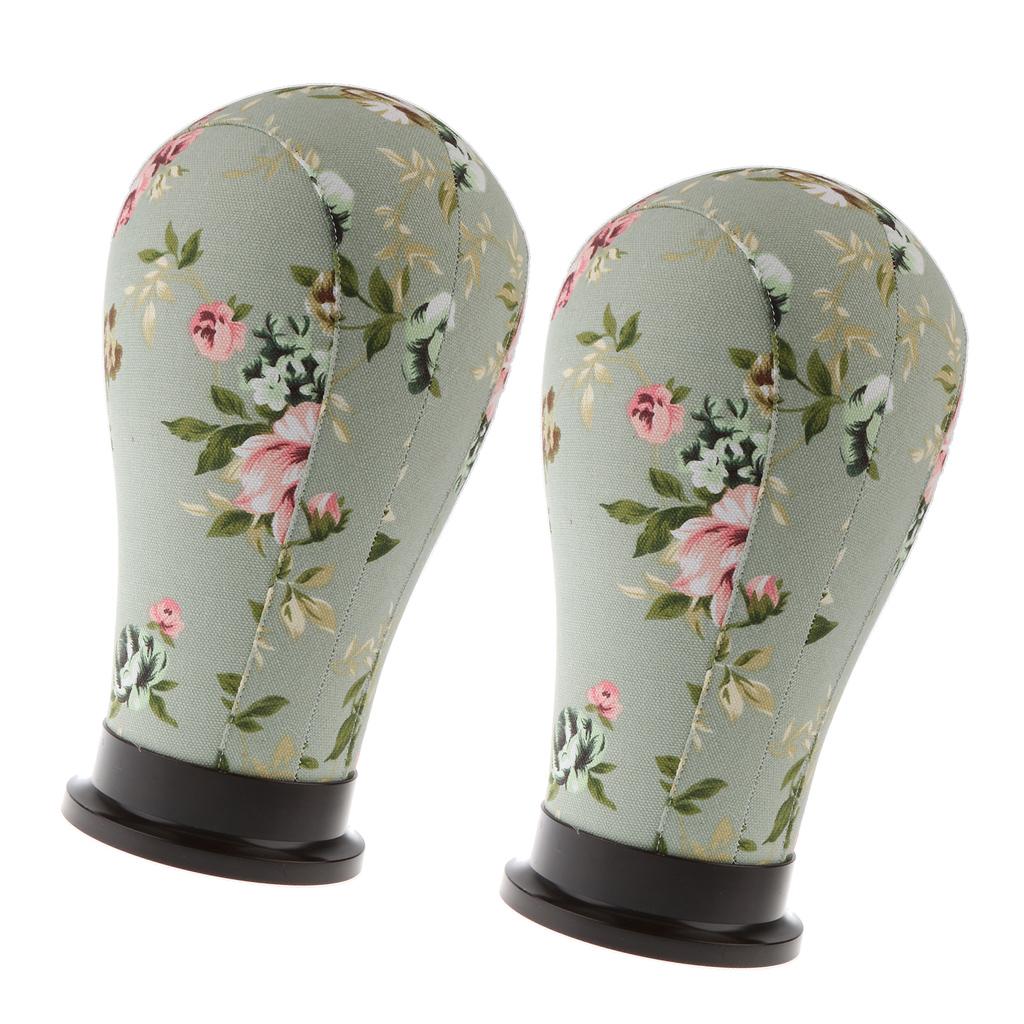 2x Mannequin Model Cork Head Canvas Block Wig Display Holder 21 Gardenia"
