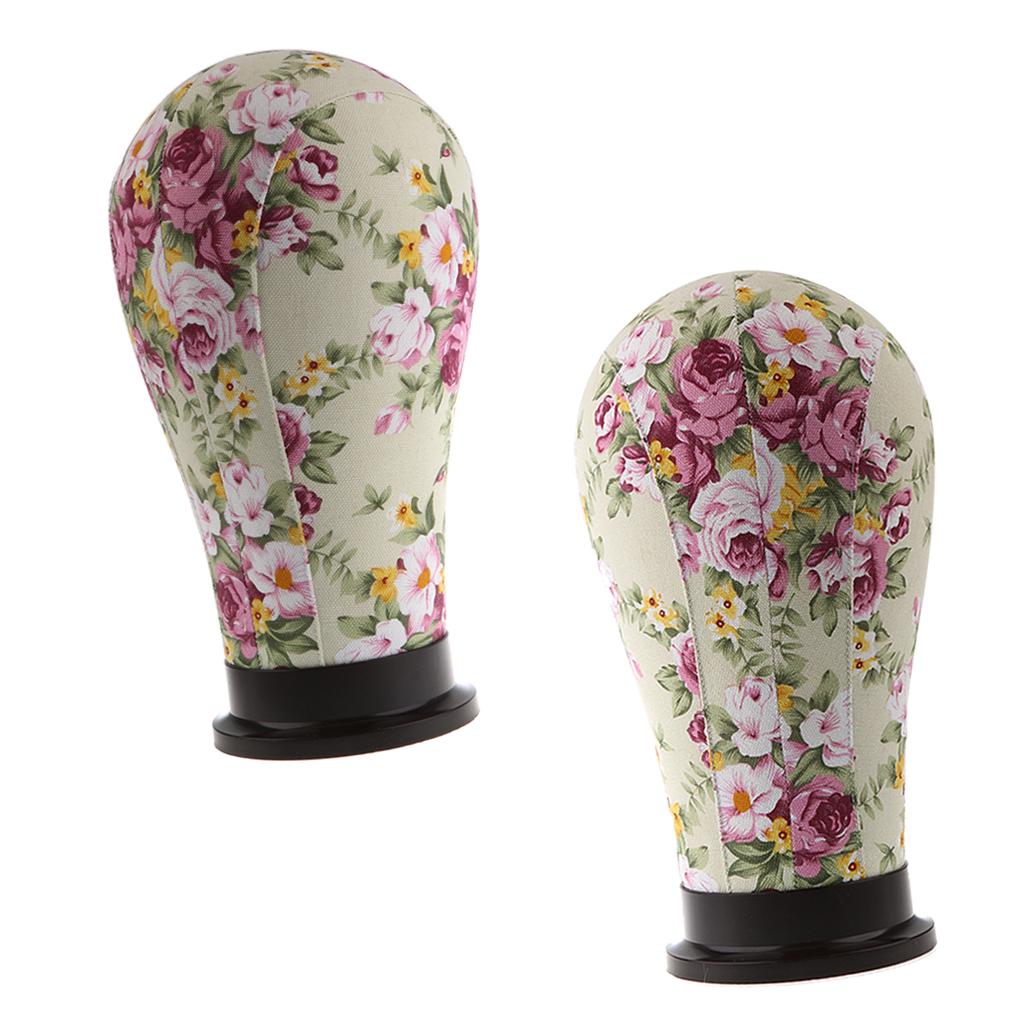2x Mannequin Model Cork Head Canvas Block Wig Display Holder 21 Red Peony"