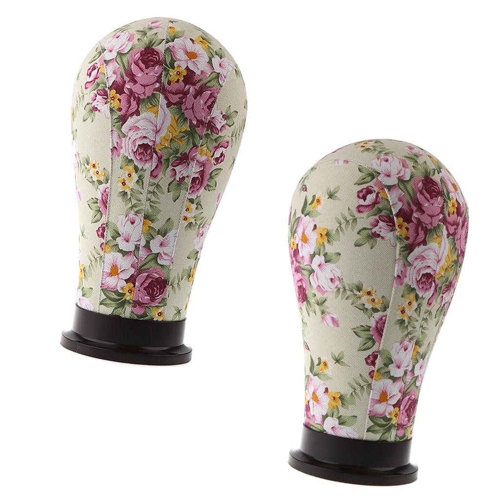 2x Mannequin Model Cork Head Canvas Block Wig Display Holder 21 Red Peony"
