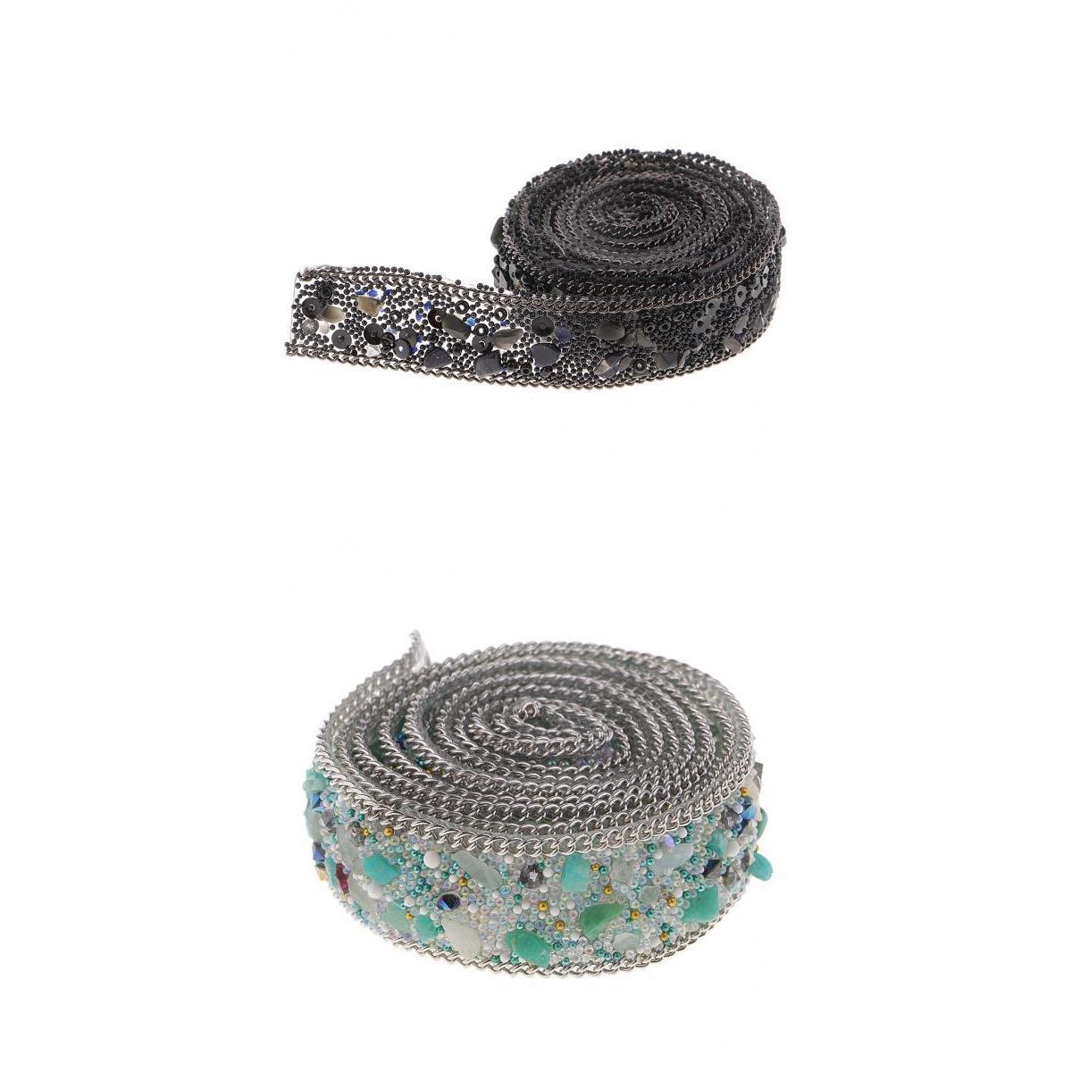 2 Roll 20mm Crystal Rhinestone Ribbon DIY Sewing Crafts for Dress Bags Shoes