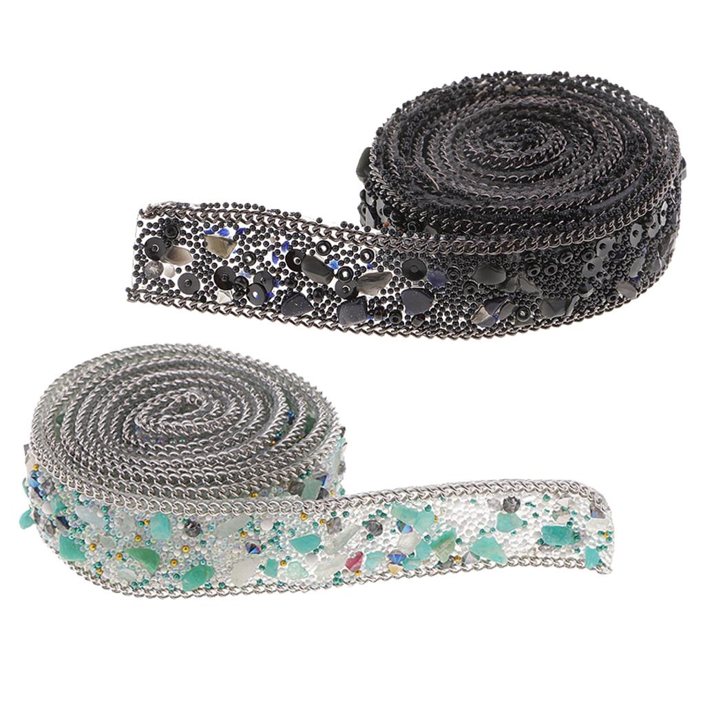 2 Roll 20mm Crystal Rhinestone Ribbon DIY Sewing Crafts for Dress Bags Shoes