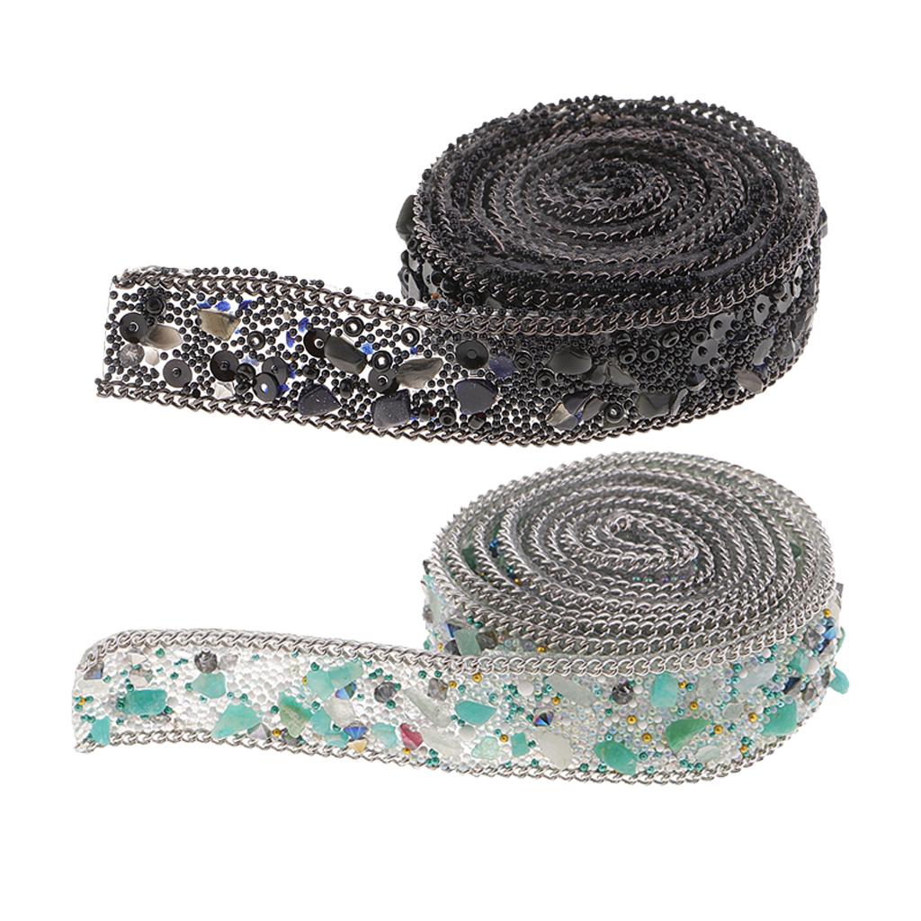 2 Roll 20mm Crystal Rhinestone Ribbon DIY Sewing Crafts for Dress Bags Shoes