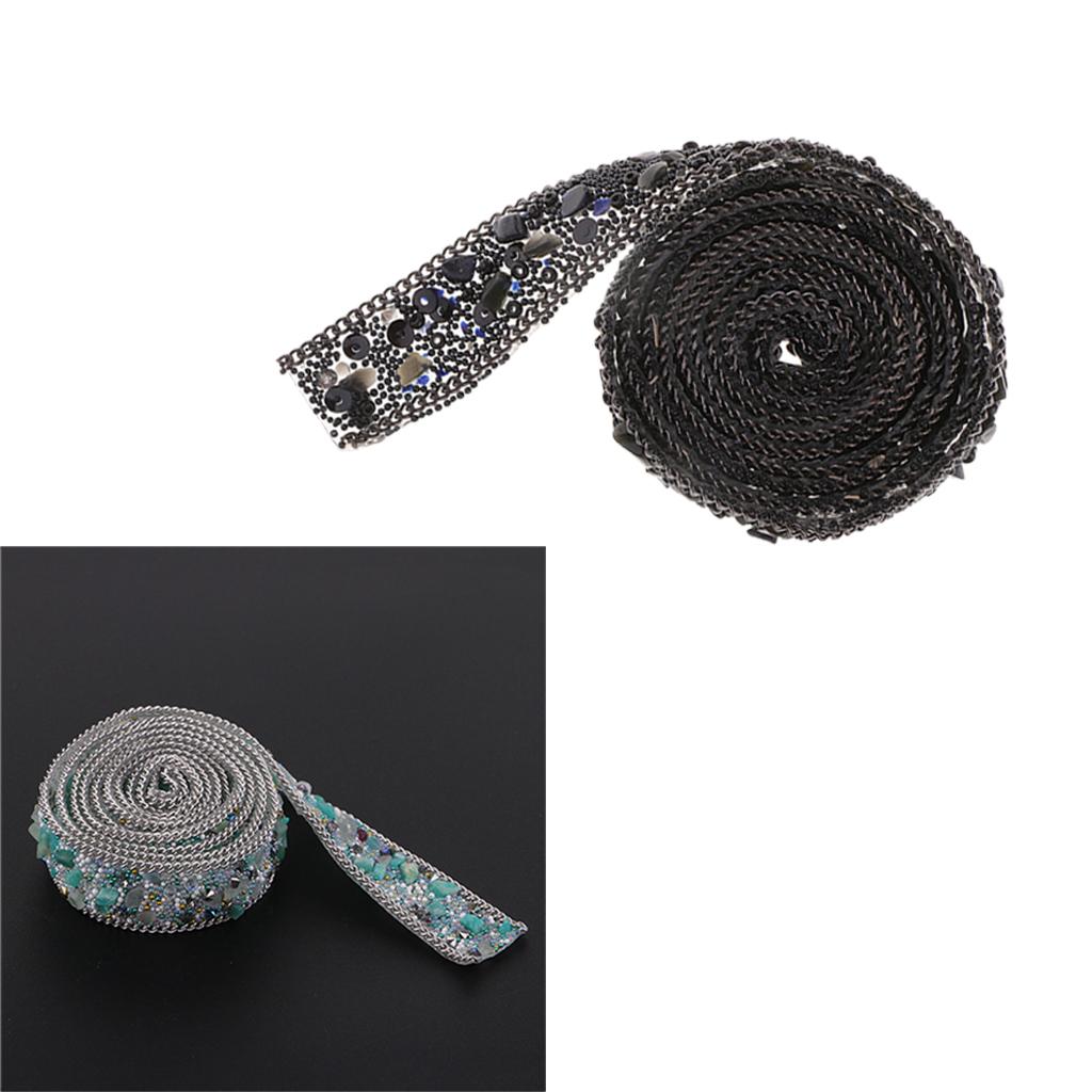 2 Roll 20mm Crystal Rhinestone Ribbon DIY Sewing Crafts for Dress Bags Shoes