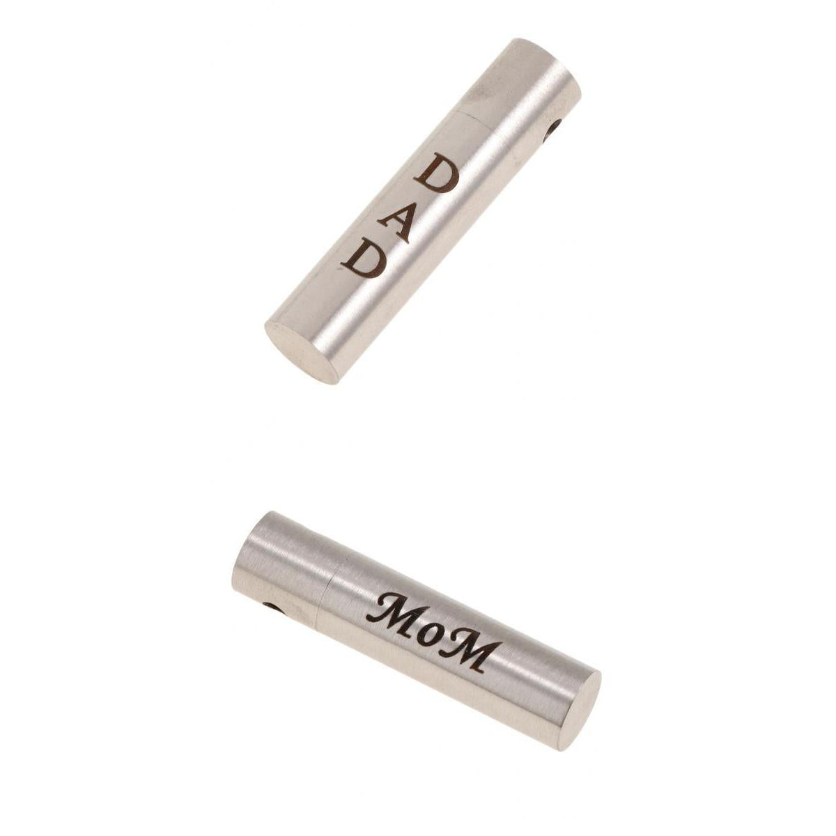 2Pcs Cylinder Pillar Stainless Steel Urn Cremation Family Keepsake Pendant